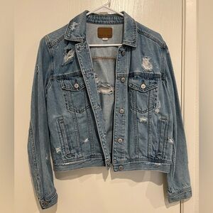 American Eagle Outfitters Blue Distressed Jean Jacket
